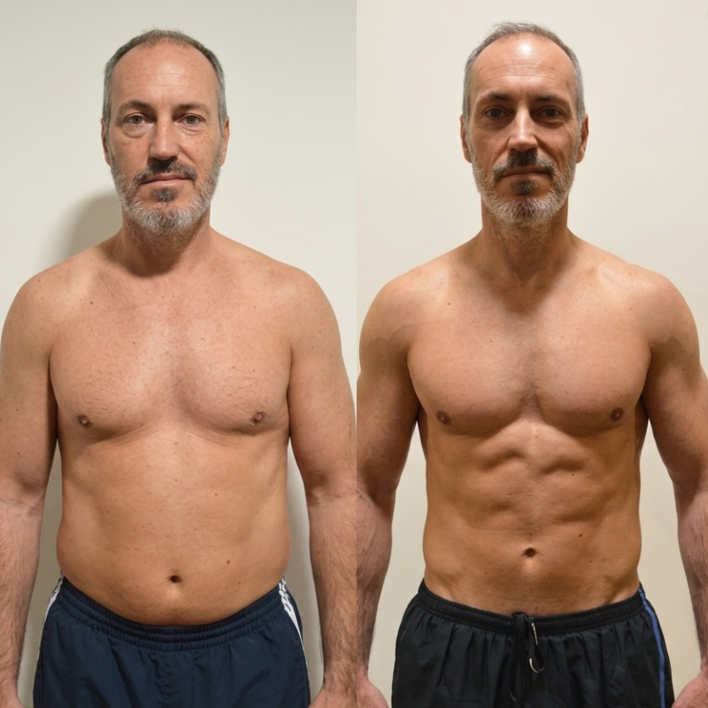 Mike, 54 before and after transformation